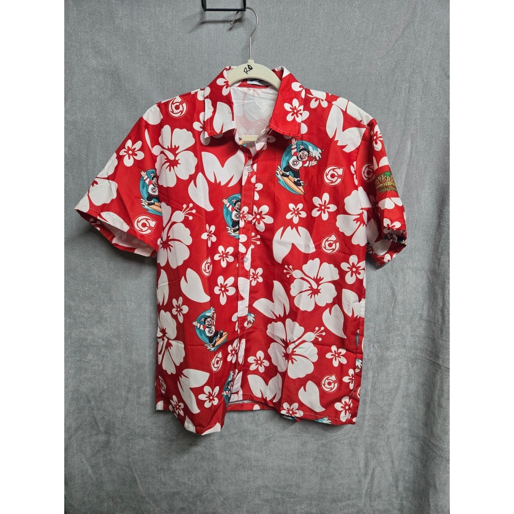 Cyclones‎ Hockey Hawaiian Shirt Mens MEDIUM Red Floral Aloha Button Up Promo